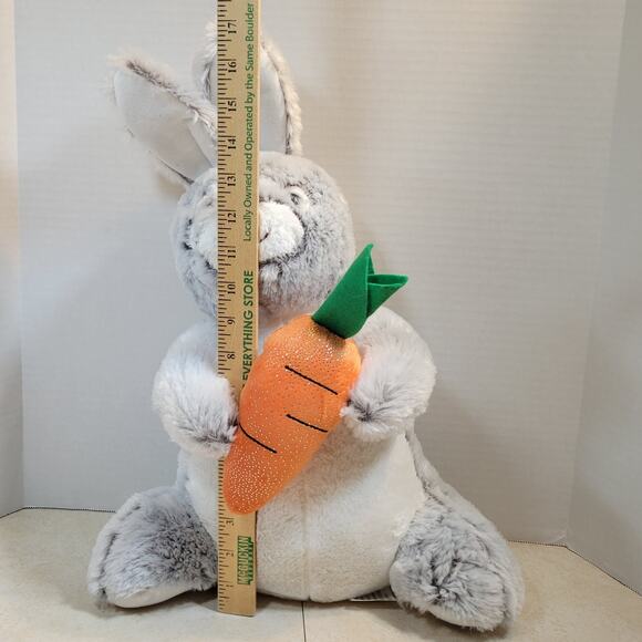 Gray Plush Bunny Rabbit 17” Holding Carrot Soft Toy Stuffed Animal Cute Gift - Picture 10 of 16